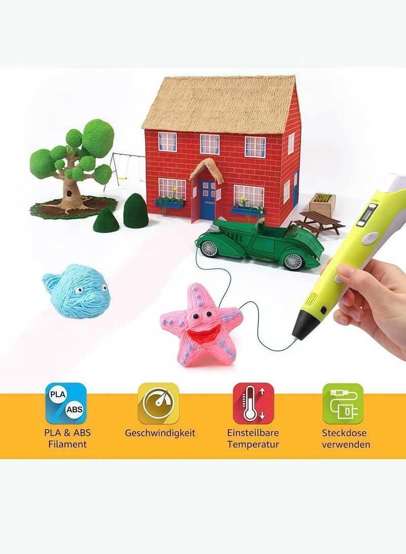 XiuWoo 3D Printing Pen,Cute Doodle Arts Craft Drawing USB Pen Set,Kids DIY Gift, Doodle Arts Craft Drawing, Compatible with PLA and ABS Filament, Adjustable Temperature and Speed, for Graffiti, Drawing, Model Making,Education RBT Starter Kit Kids Toy Generation Smart Children's Gift Three-Dimensional Painting Creative Room Temperature Pen + 3D Printing Line Set（Pink） - Image 5